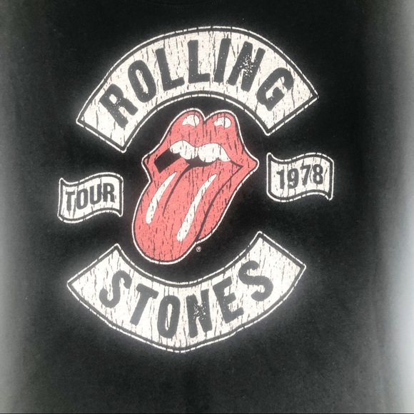 THE ROLLING STONES black Tour 1978 T Shirt Tee Cap sleeve SIZE LARGE EUC - Picture 5 of 8
